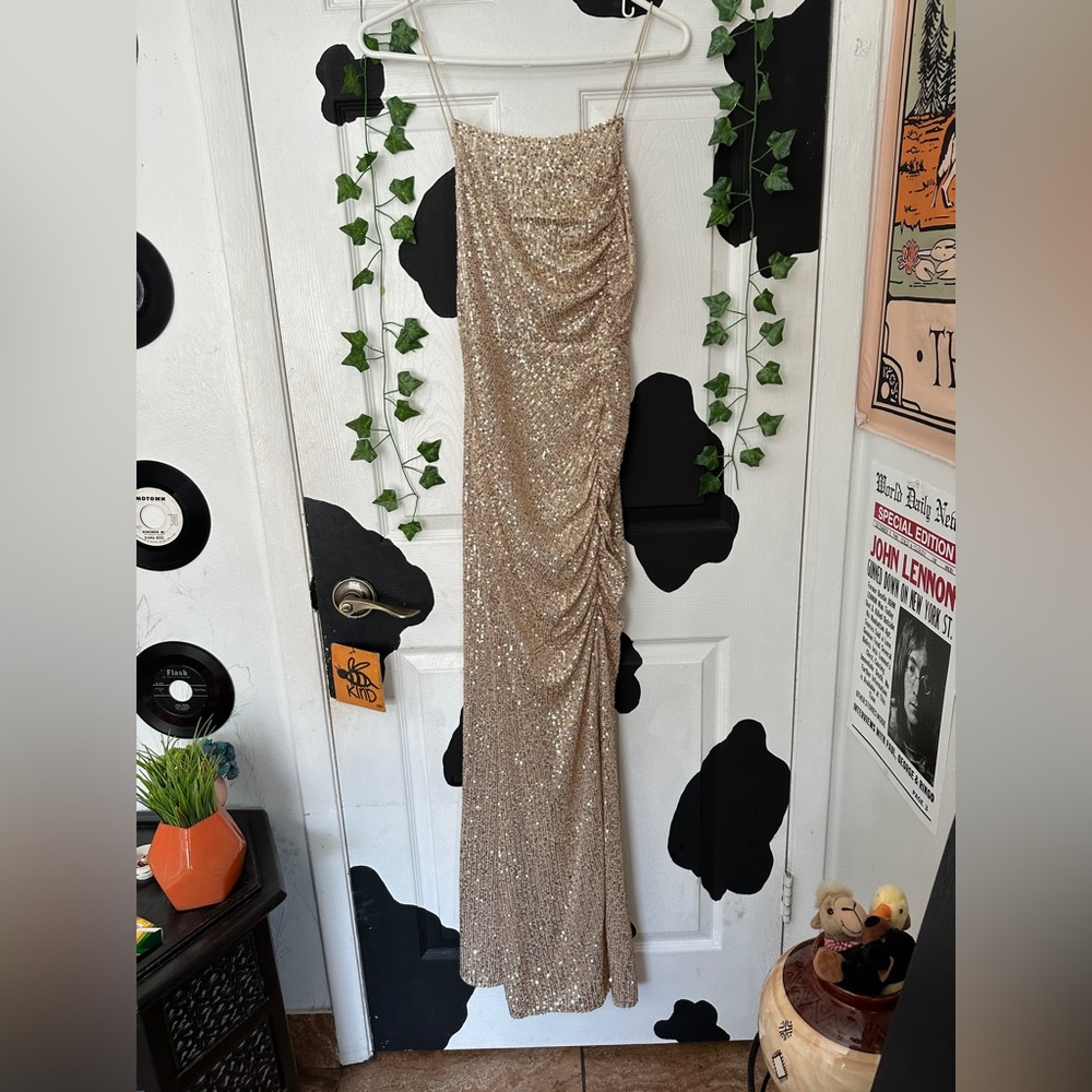gold sparkly dress
